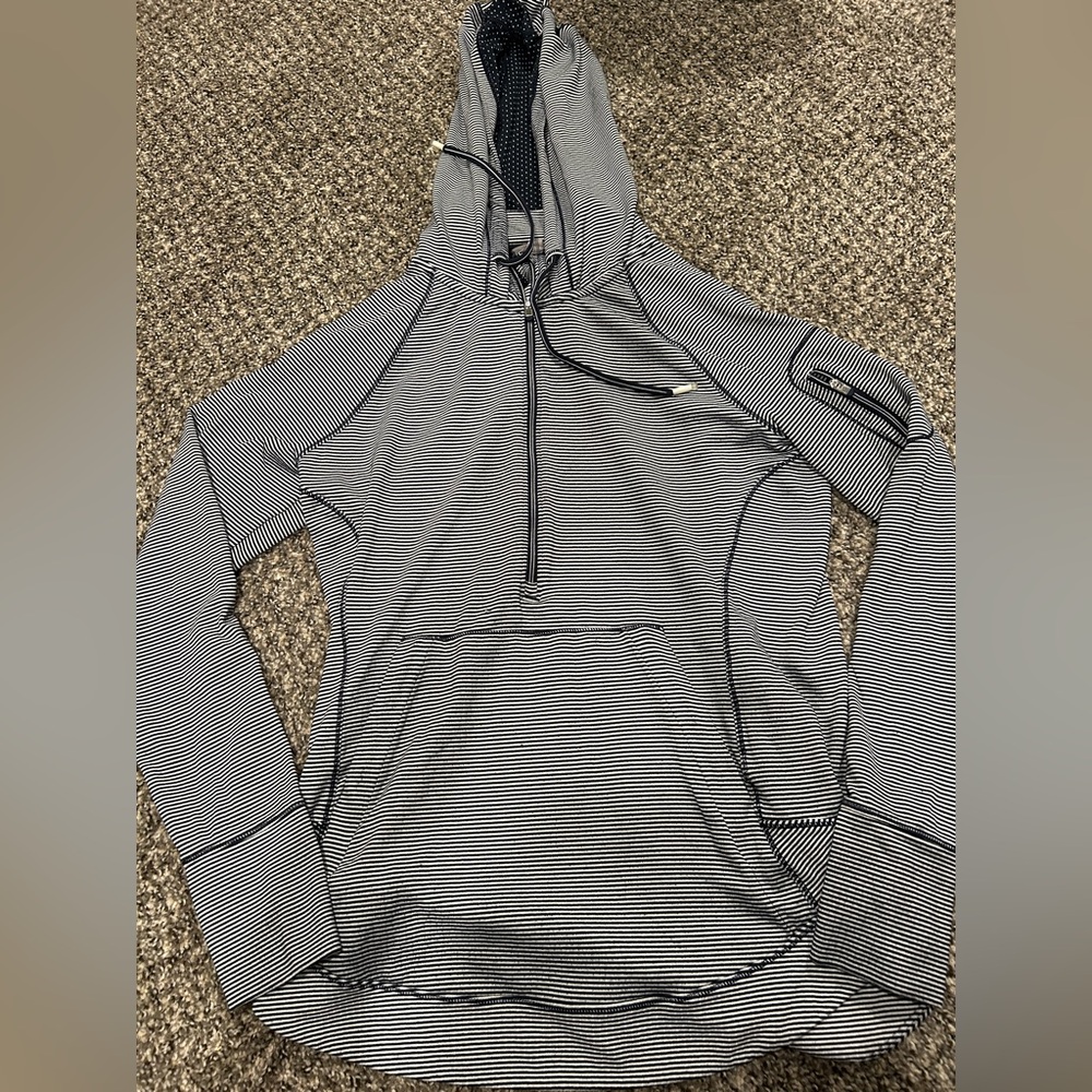 Athleta Striped Gray Hoodie
